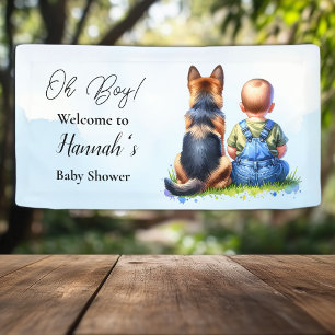 Baby Boy and His German Shepherd Puppy Baby Shower Banner