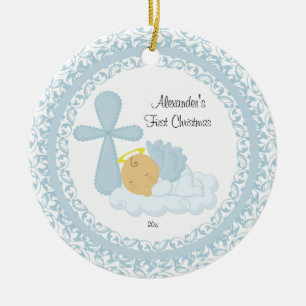 Baby Boy Angel Baby's First Christmas Ornament