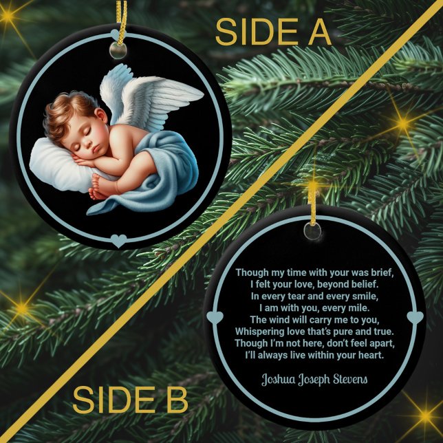 Baby Boy Angel Memorial Wind Chime Ceramic Ornament (Creator Uploaded)