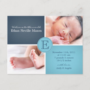 baby BOY announcement card