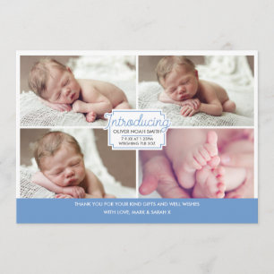 Baby boy announcement/thank you card