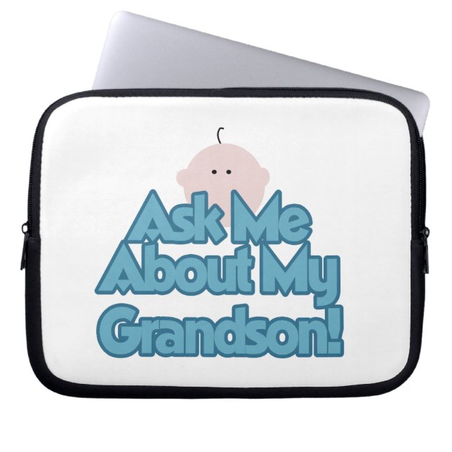 Baby Boy Ask About My Grandson Gifts Laptop Sleeve (Front)
