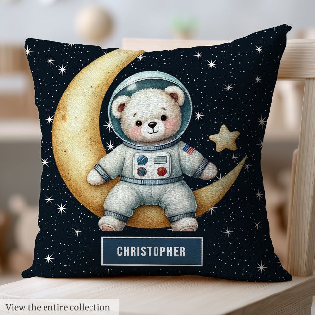 Baby Boy Astronaut Pillow with Personalised Teddy  (Baby Boy Astronaut Pillow with Personalized Teddy Bear)
