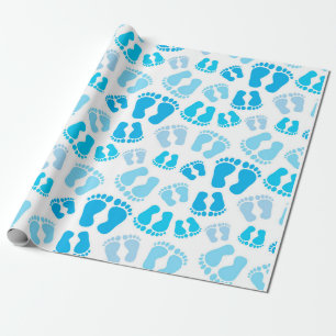 Baby boy baby feet wrapping paper