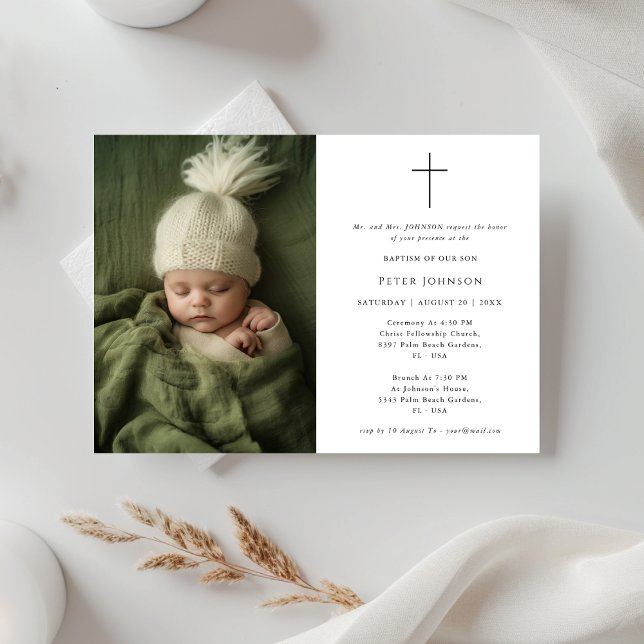 Baby Boy Baby Girl Christening Photo Baptism Invitation (Creator Uploaded)