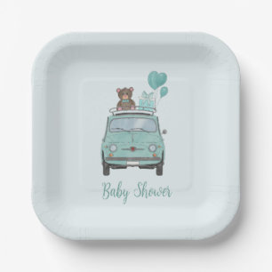 Baby Boy Baby Shower Fiat 500  Paper Plate