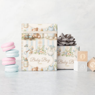 Baby Boy Baby Shower Teddy Bear Sailor Suit Wrapping Paper