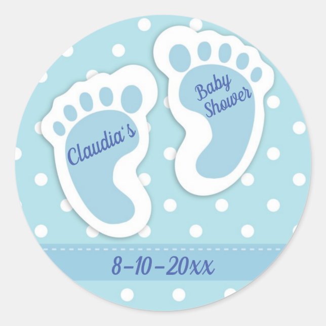 Baby Boy Baby Shower Thank You Party Favour Classic Round Sticker (Front)