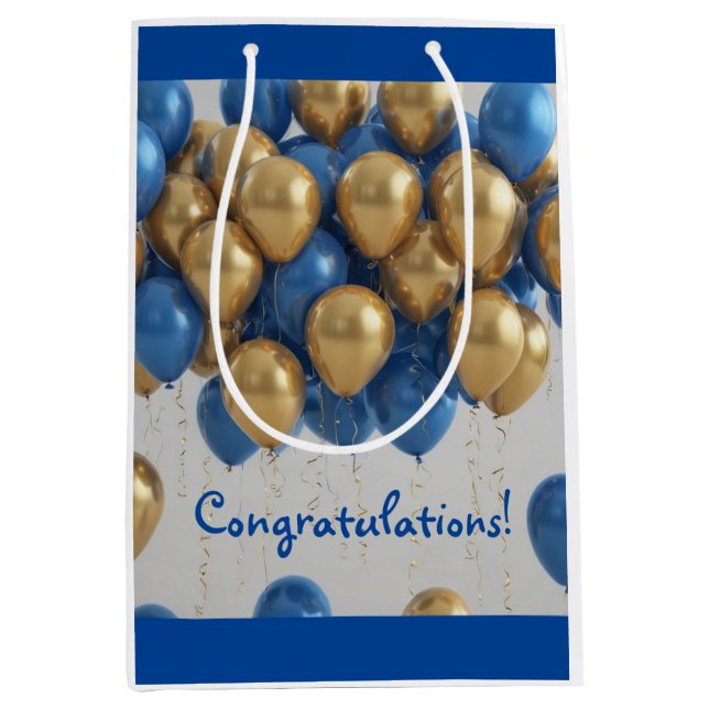 Baby Boy Balloons  Medium Gift Bag (Front)