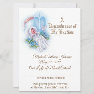 Baby Boy Baptism Christening  Certificate Holiday Card