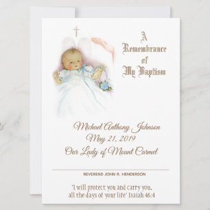 Baby Boy Baptism Christening  Certificate Holiday Card