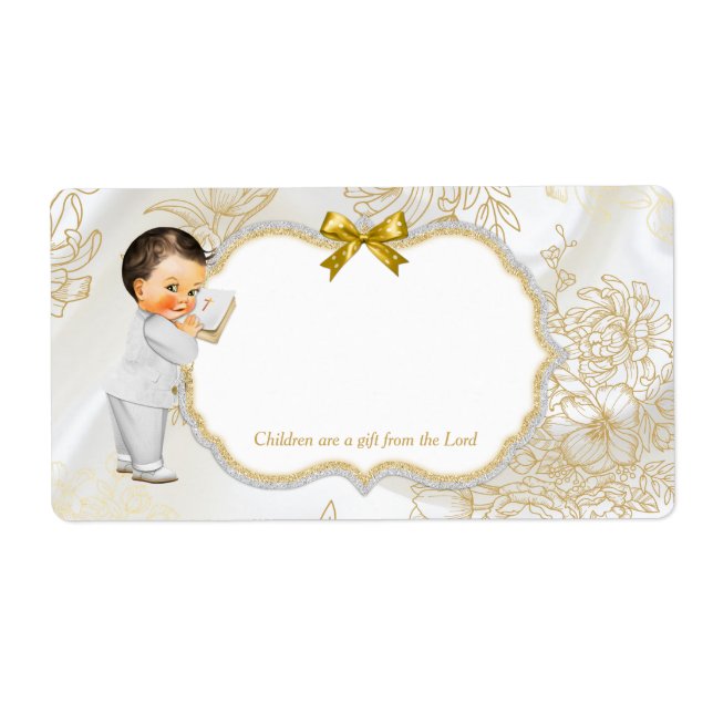 Baby Boy Baptism Christening Communion Gold White (Front)