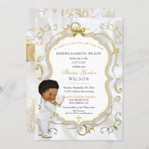 Baby Boy Baptism Communion Christening Bible Invitation