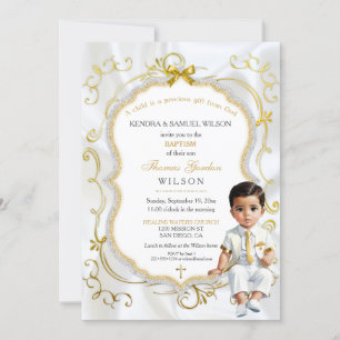 Baby Boy Baptism Communion Christening Invitation