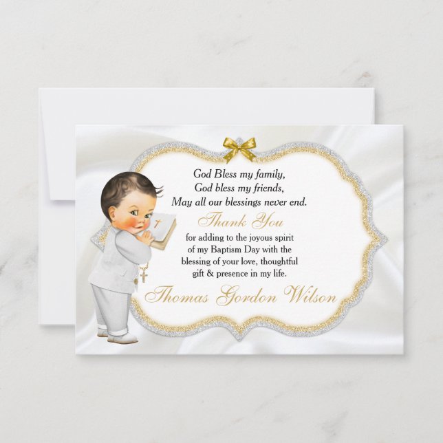 Baby Boy Baptism Communion Thank You (Front)