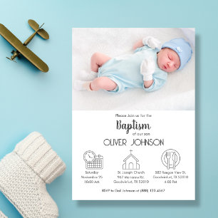 Baby Boy Bautizo Invitacion Elegant Modern Baptism Invitation
