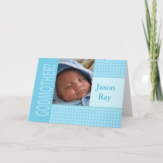 Baby Boy be my Godmother Invitation (Front)