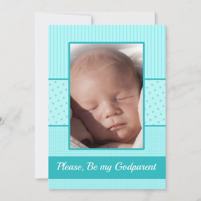 Baby Boy be my Godparent  Invitation (Front)
