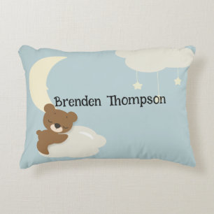 Baby Boy Bear on Cloud Throw Pillow