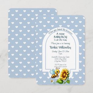 Baby Boy Bee In A Sunflower Shower Invitation