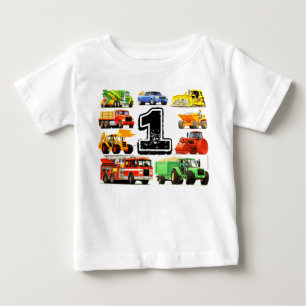 Baby Boy Big Trucks 1st Birthday T-Shirt