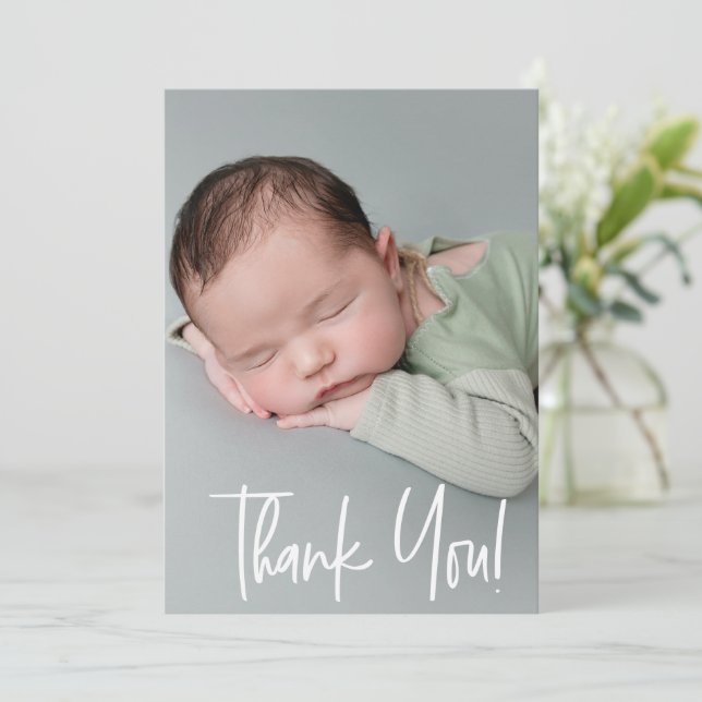 Baby Boy Birth Announcement baby Shower Thank You (Standing Front)