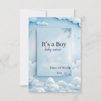 baby boy birth announcement card