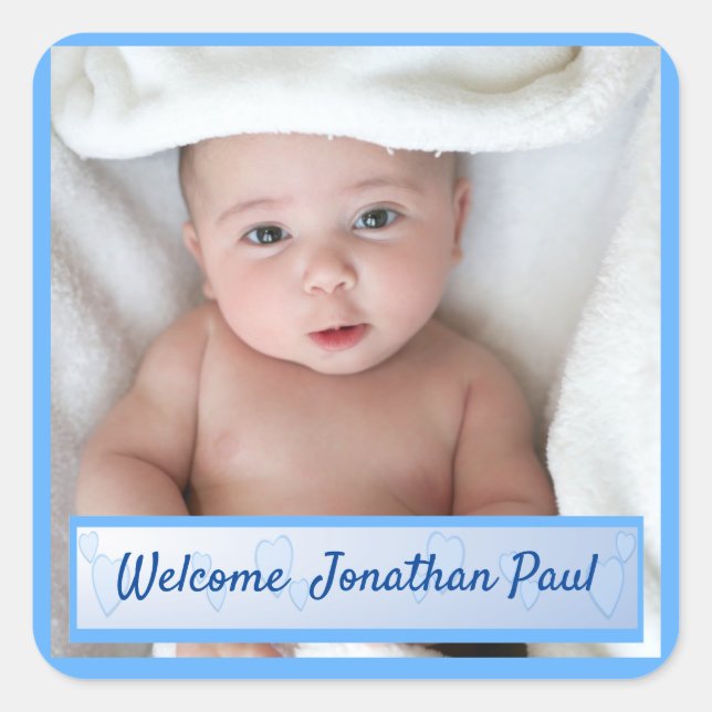 Baby Boy Birth Announcement Classic Round Sticker (Front)