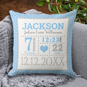 Baby Boy Birth Announcement Cushion