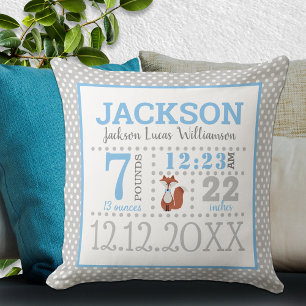 Baby Boy Birth Announcement Cushion