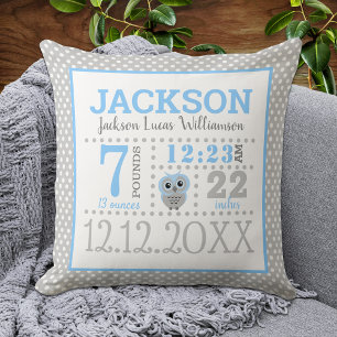 Baby Boy Birth Announcement Cushion