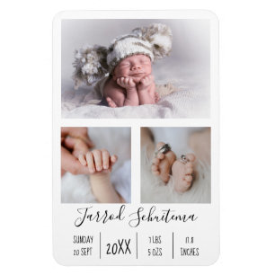 Baby Boy Birth Announcement Flexible Photo Magnet