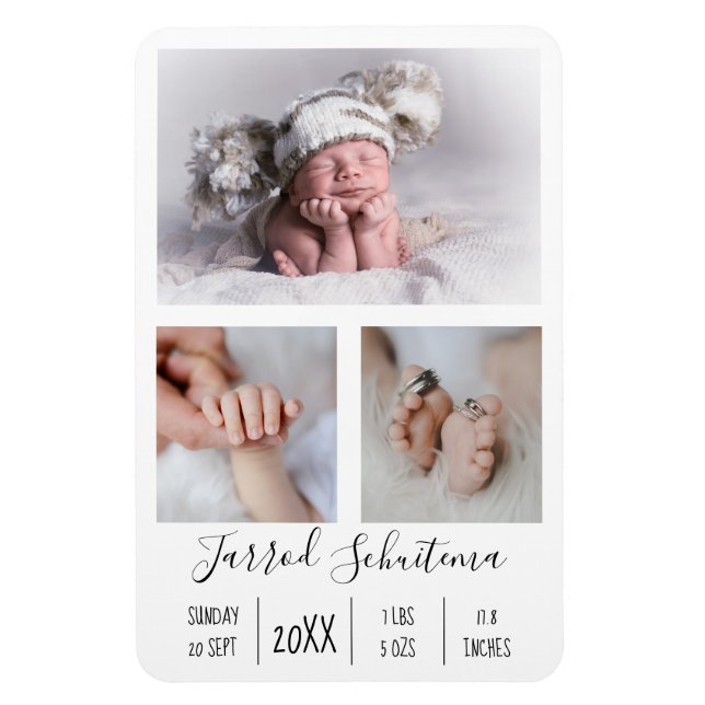Baby Boy Birth Announcement Flexible Photo Magnet (Vertical)