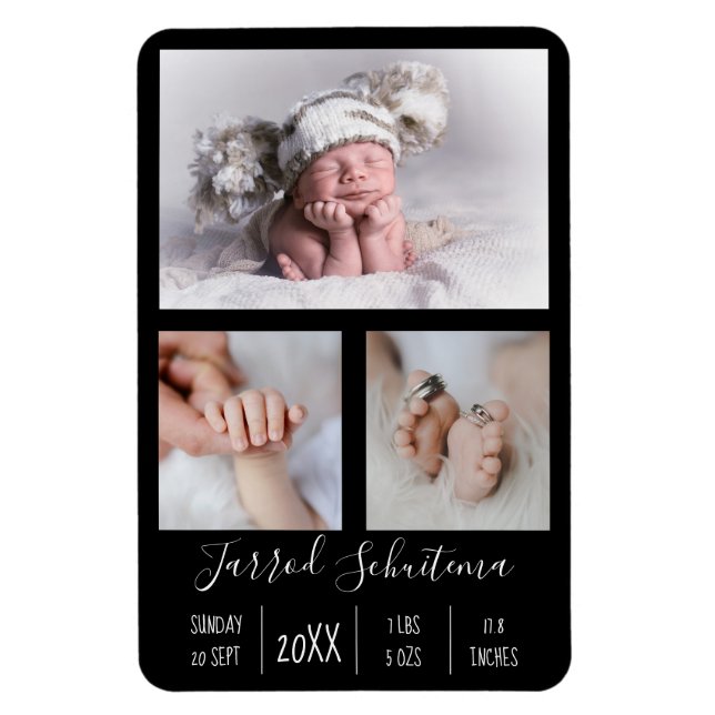 Baby Boy Birth Announcement Flexible Photo Magnet (Vertical)