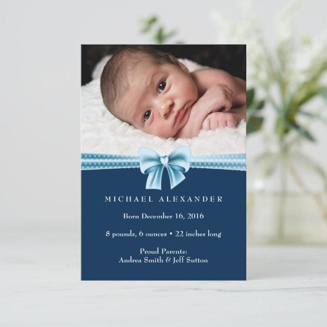 Baby boy birth announcement ı Photo card (Standing Front)