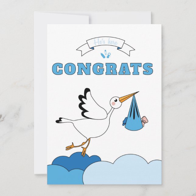 Baby boy birth card (Front)