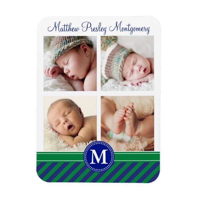 Baby Boy Birth Keepsake Personalised Photo Magnet (Vertical)