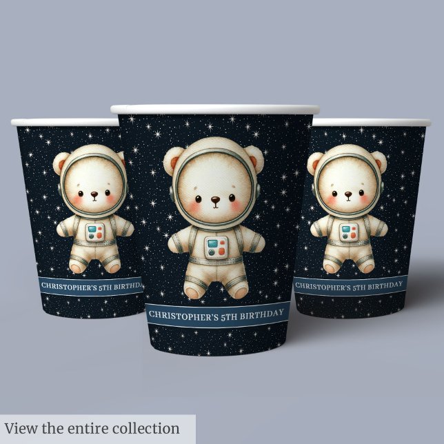 Baby Boy Birthday Teddy Bear Astronaut Party Cups (Baby Boy Birthday Teddy Bear Astronaut Party Cups)