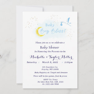 Baby Boy Bliss Stork Special Delivery Invitation