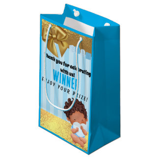 Baby Boy Blue and Gold Babyshower Game Prize Gift Small Gift Bag