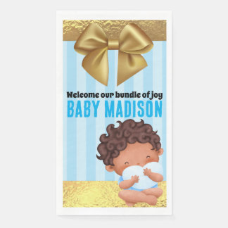Baby Boy Blue and Gold Babyshower Invitation  Napkin