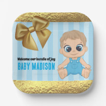 Baby Boy Blue and Gold Babyshower Invitation