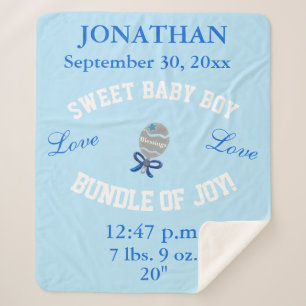Baby Boy Blue Baby Rattle Upload Photo Sherpa Blanket