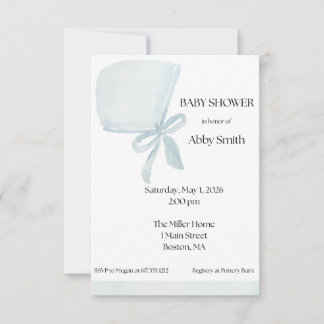 Baby Boy Blue Bonnet Invitation