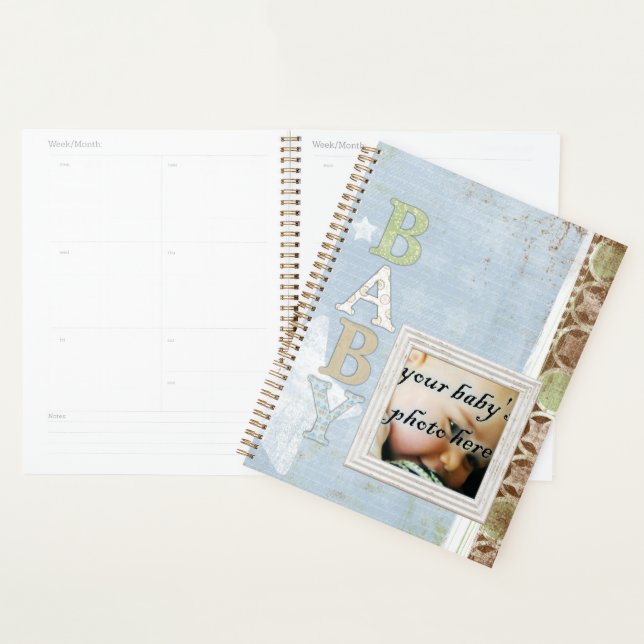 Baby Boy Blue Brown Stars Planner (Display)