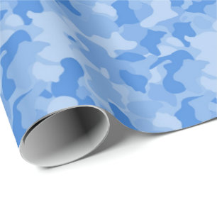 baby boy blue camo pattern wrapping paper