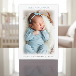 Baby Boy Blue Dotted Birth Announcement Card