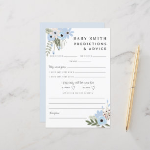 Baby Boy Blue Floral Baby Shower Advice Sheet