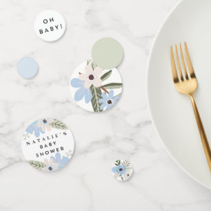 Baby Boy Blue Floral Baby Shower Table Confetti