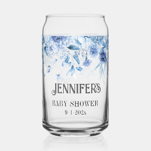 Baby Boy Blue Floral Drop Special Mum-to-Be Can Glass